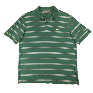 Masters Collection Polo Shirt Large Men's Green Striped 100% Pima Cotton Golf